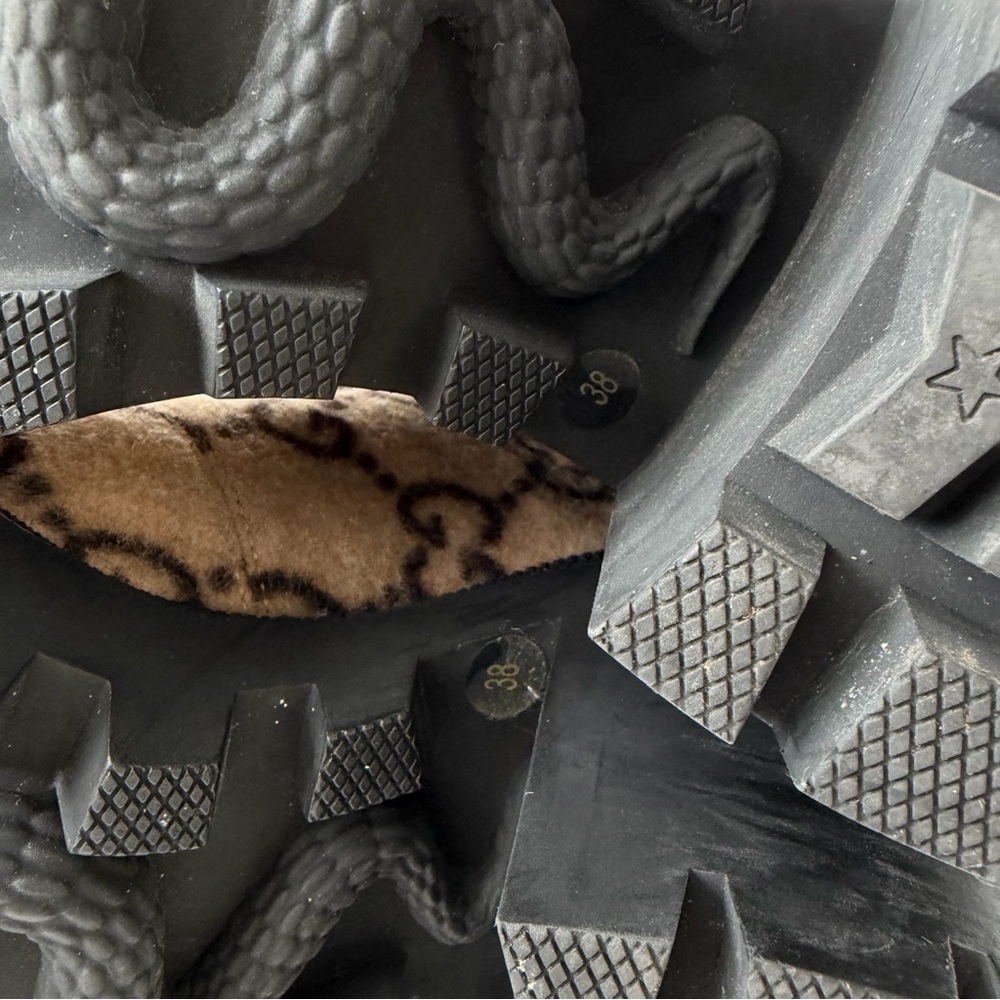 GUCCI | GG Wool Lug Sole Combat Boots Web Strap Ankle EU 38 - Picture 15 of 15